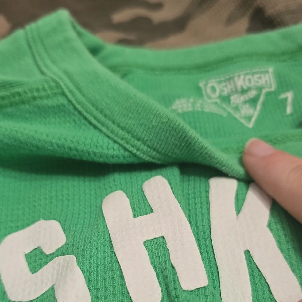 OshKosh Lot Boys‎ 7 Green and Camouflage Kids Long Sleeve Tees Thermals